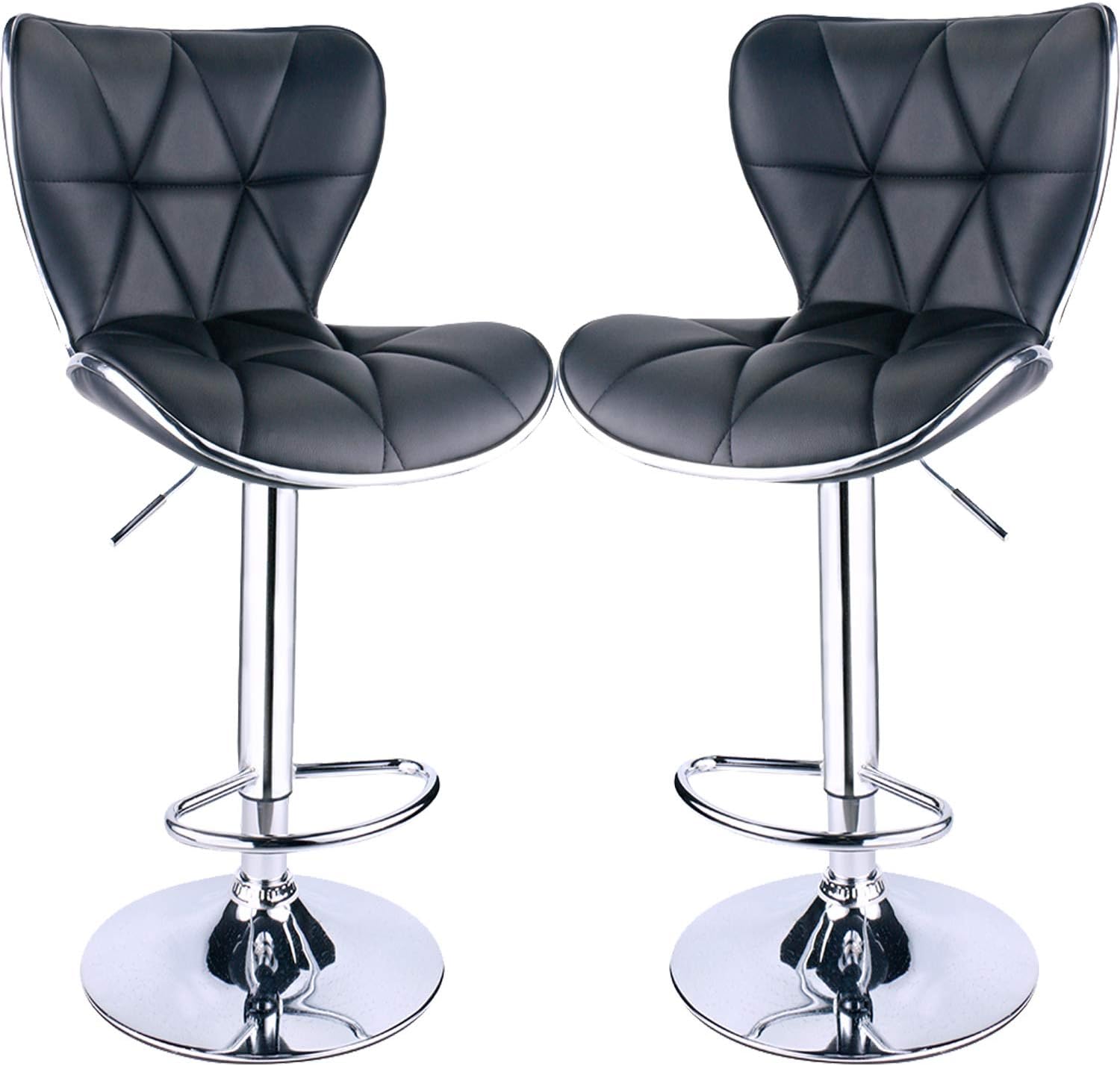 Leader Shell Back Bar Stools Set of 2, Adjustable Bar Stool with Back , Swivel Barstools (Beige)