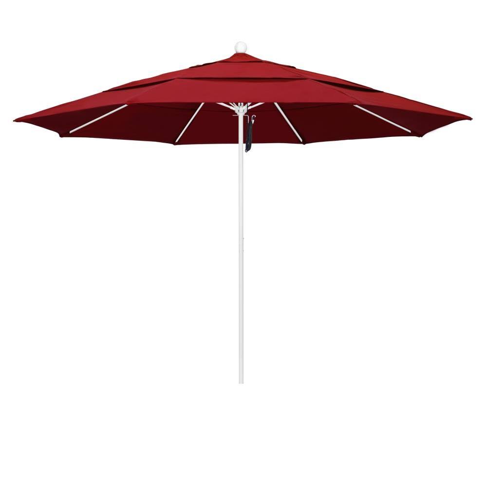 California Umbrella 11' Market Umbrella Fabric: Pacifica Red, Frame Finish: Matted White