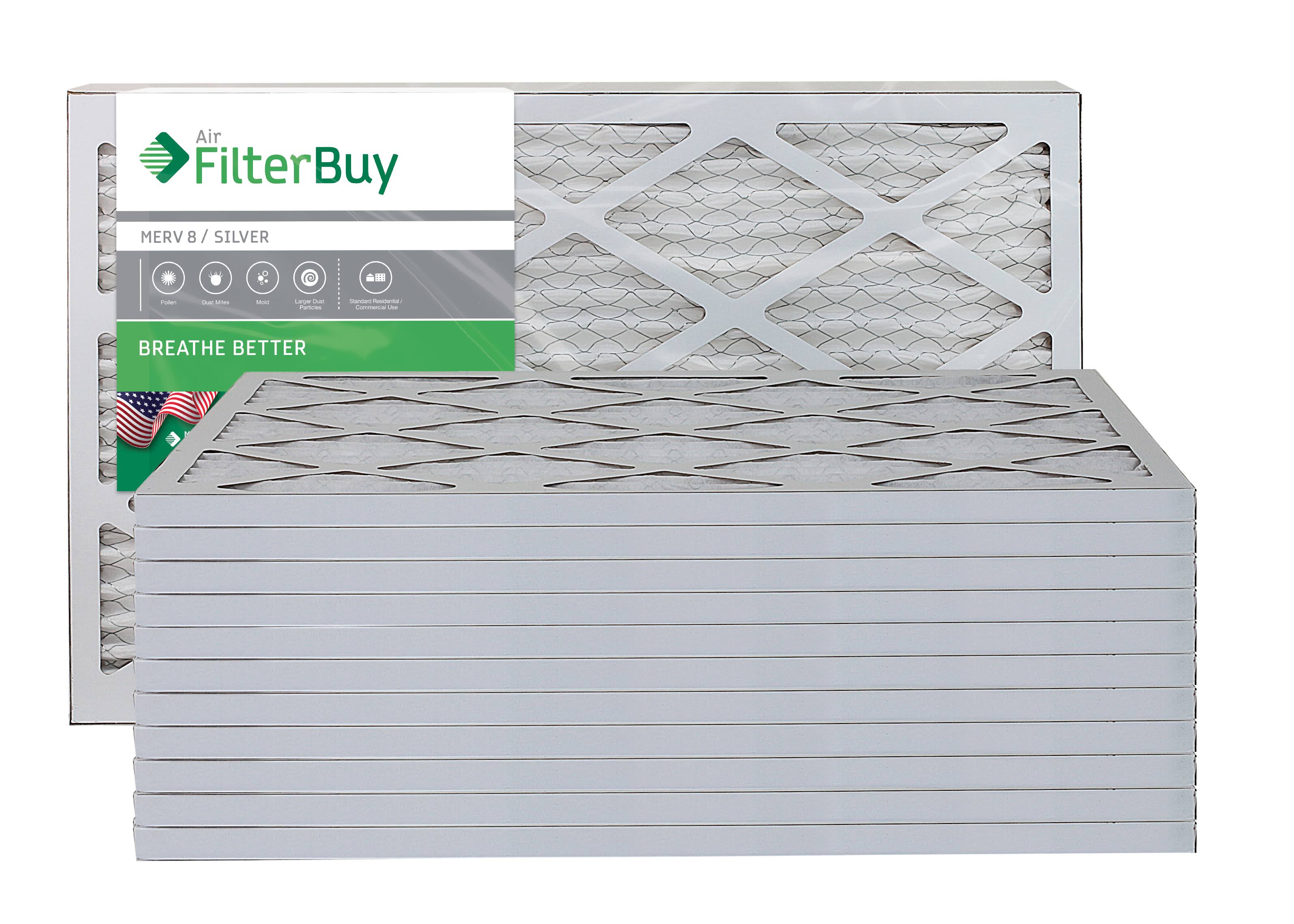 Filterbuy 12x25x1 Air Filter MERV 8, Pleated HVAC AC Furnace Filters (12-Pack, Silver)
