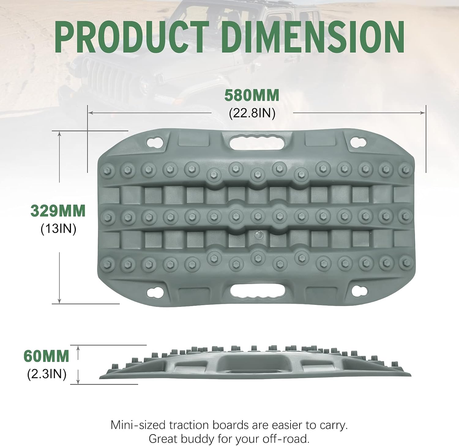 Kanruis Traction Boards Recovery Tracks 2Pcs Off-road Traction Tracks Mini Tire Ladder Mat for Snow Mud Sand Rescue 4x4 4WD Jeep Truck Trailer (Grey)
