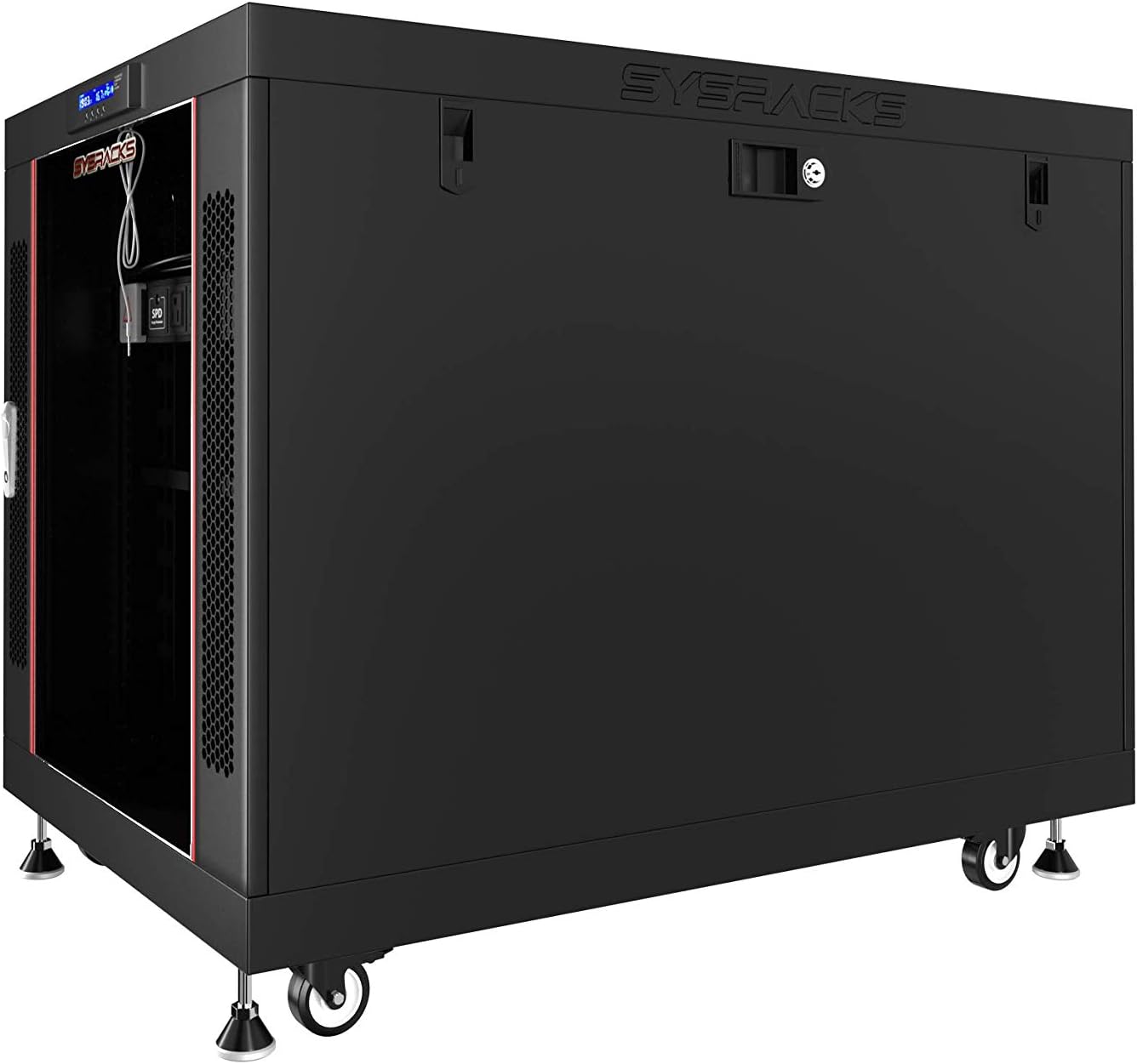 Sysracks 15U 35 inch Deep Server Rack Cabinet It Enclosure - Cooling Fans - LCD Screen - Thermostat - PDU - Casters - 2 Fans &ndash; Shelf