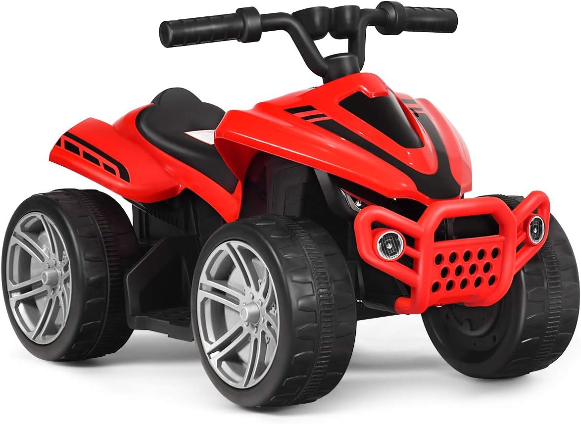 Costzon Kids ATV, 6V Battery Powered Electric Vehicle, 2 Speeds, Forward/ Reverse Switch, Rear Wheeler Motorized Mini Toy Car, Ride on Car 4 Wheeler Quad for Boys & Girls Gift, Ride on ATV (Black)