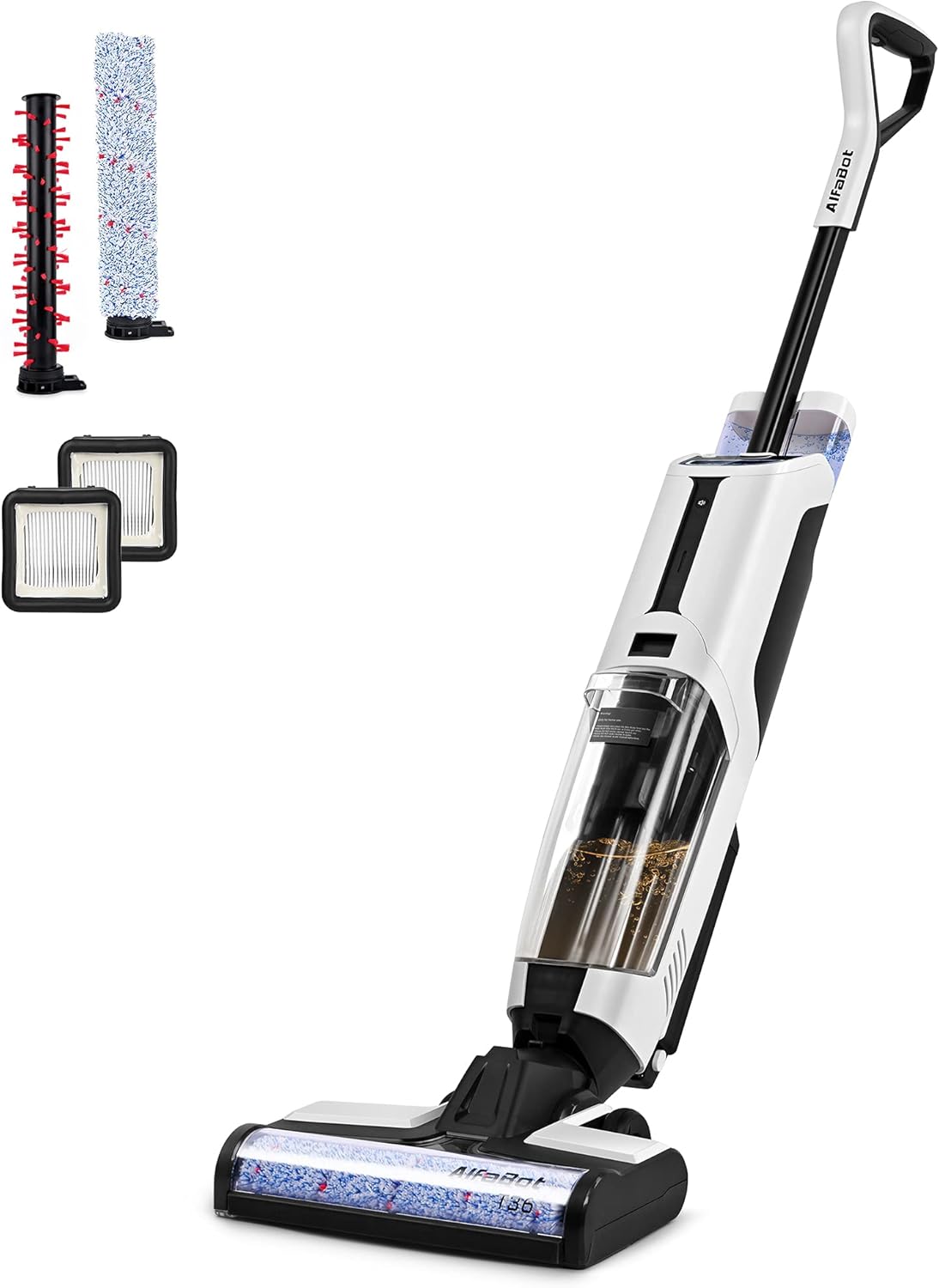Wet Dry Vacuum, AlfaBot T36 Cordless Floor Vacuum Cleaner and Mop for Hardwood Floor & Area Rugs, Lightweight Wet-Dry Floor Cleaner with Self Cleaning, One-Step Cleaning/Voice Assistance