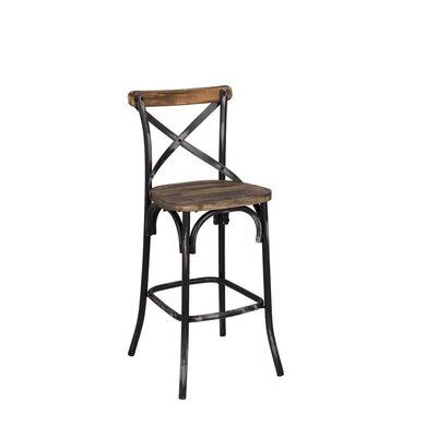 Acme Zaire Bar Chair (1pc) in Antique Black u0026 Antique Oak 96640 Rosalind Wheeler Color: Black