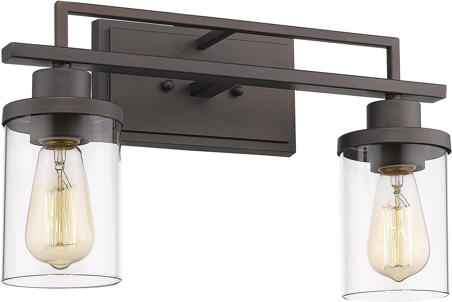 Emliviar 2-Light Gold Bathroom Light Fixtures - Vanity Light in Black and Gold Finish with Clear Glass, YCE238B-2W BK+BG