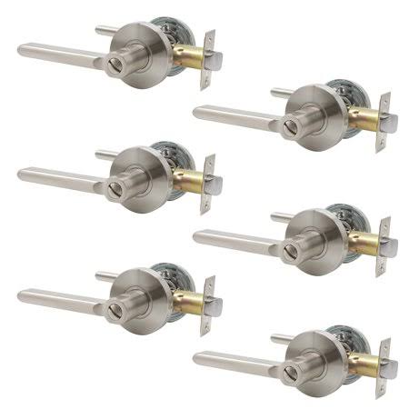 Probrico Door Lever Privacy Door Lock Keyless for Bedroom Bathroom Without Key in Brushed Nickel 6 Sets