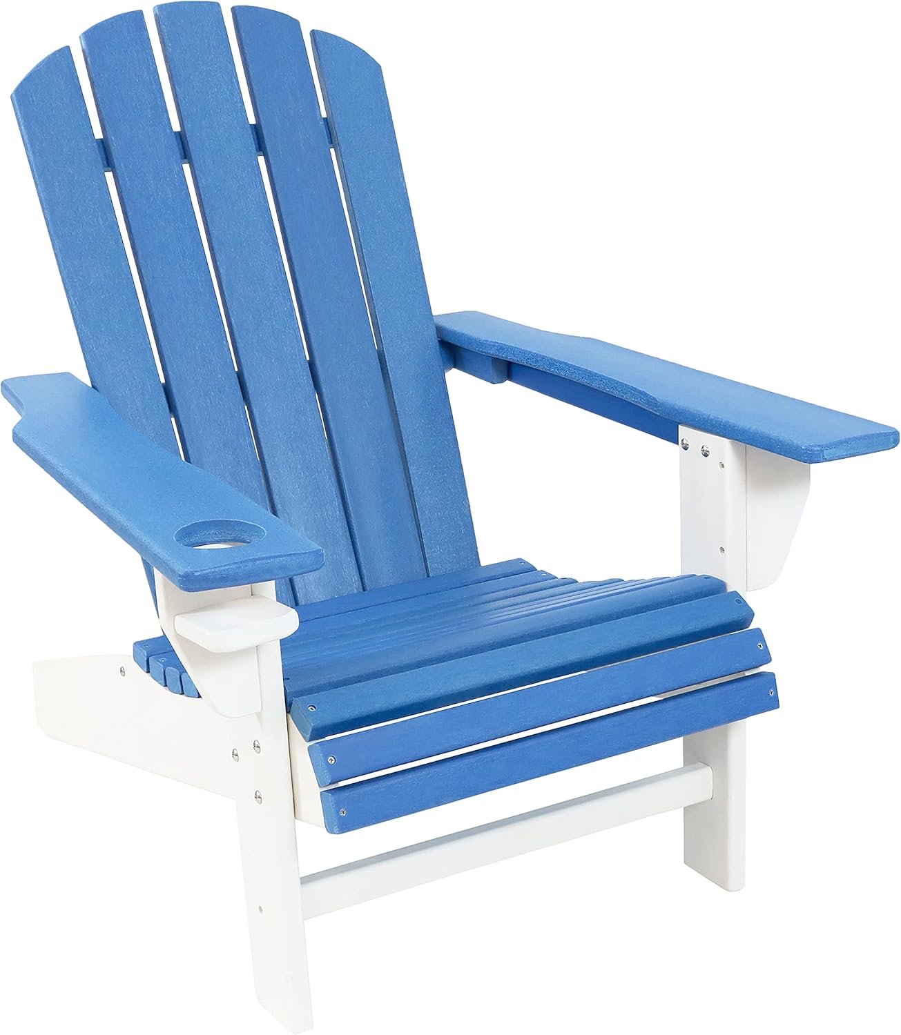 Sunnydaze All-Weather Turquoise/Black Outdoor Adirondack Chair with Drink Holder - Heavy Duty HDPE Weatherproof Patio Chair - Ideal for Lawn, Garden, and Around The Firepit