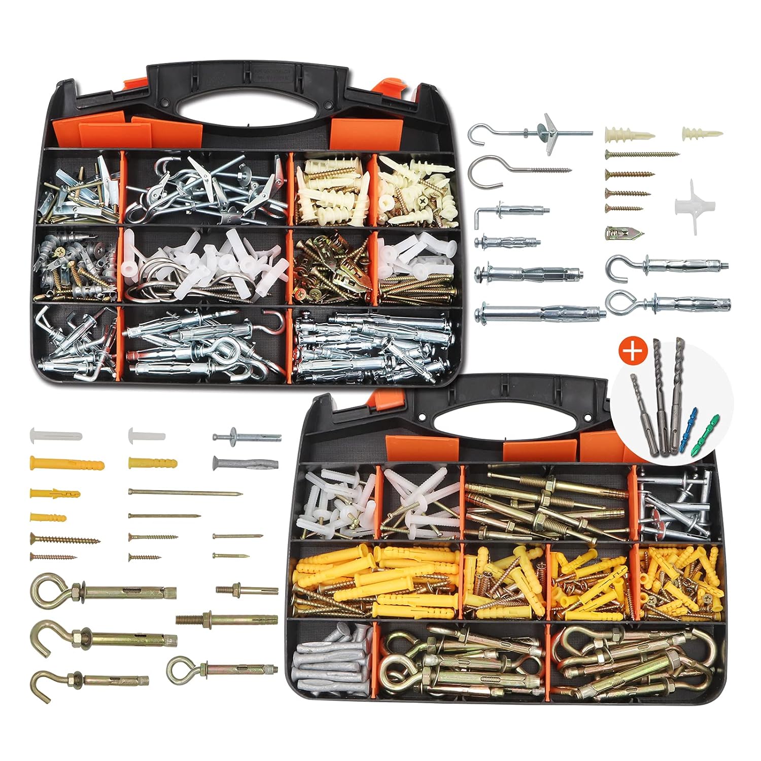 Akord Anchors Assortment Kit, Hollow Wall Anchors Set,Solid Wall Anchors with Screws Set, 306 Pieces Pack of 2