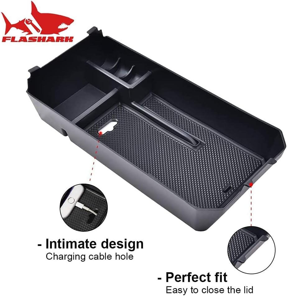 Flashark Benz Center Console Organizer Tray Armrest Secondary Storage Box Center Console Insert Compatible with Mercedes Benz C Class W205 2015-2021 and GLC Class W253 2016-2021 Pack of 2