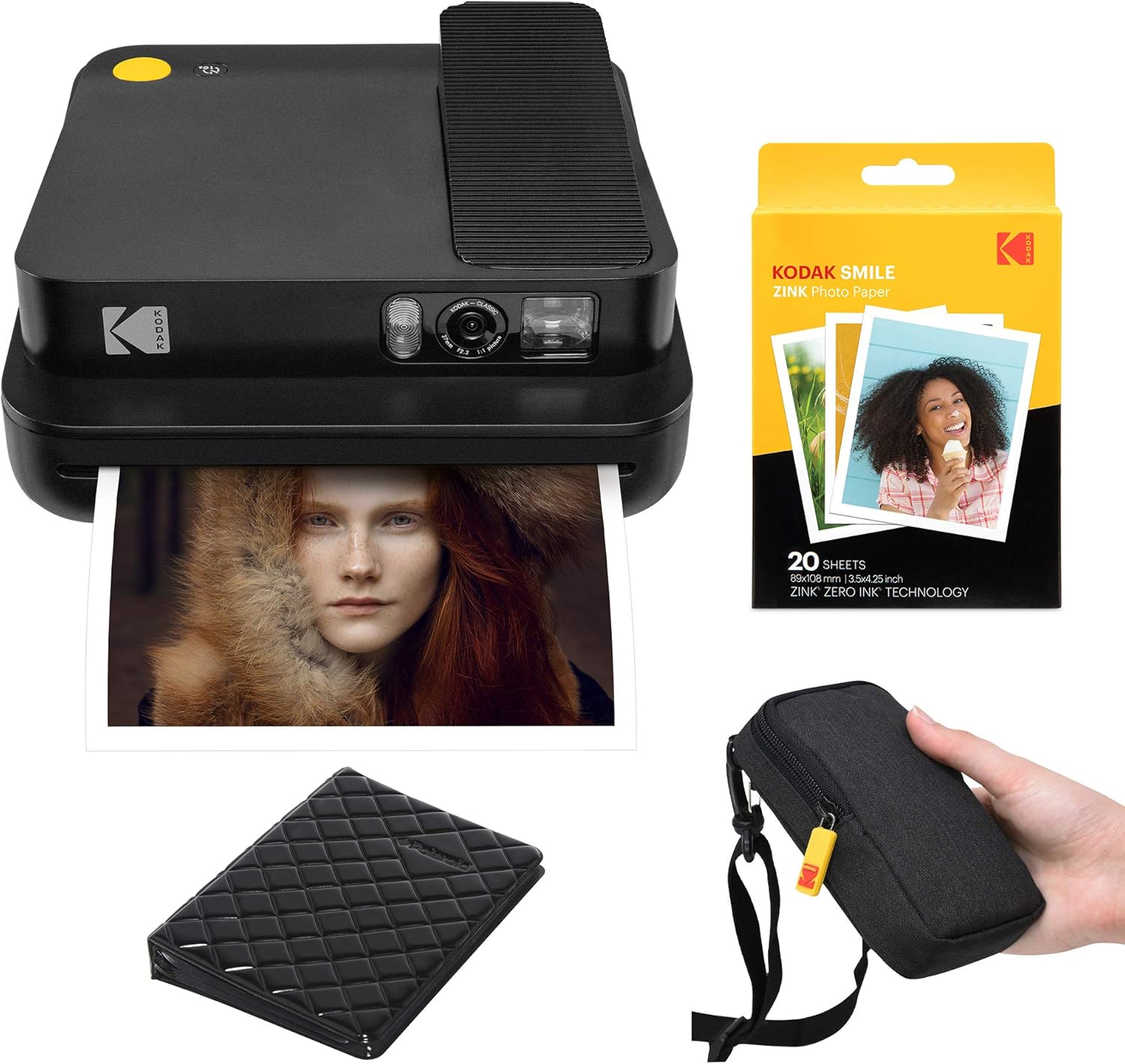 KODAK Smile Classic Digital Instant Camera with Bluetooth (Black) Travel Kit