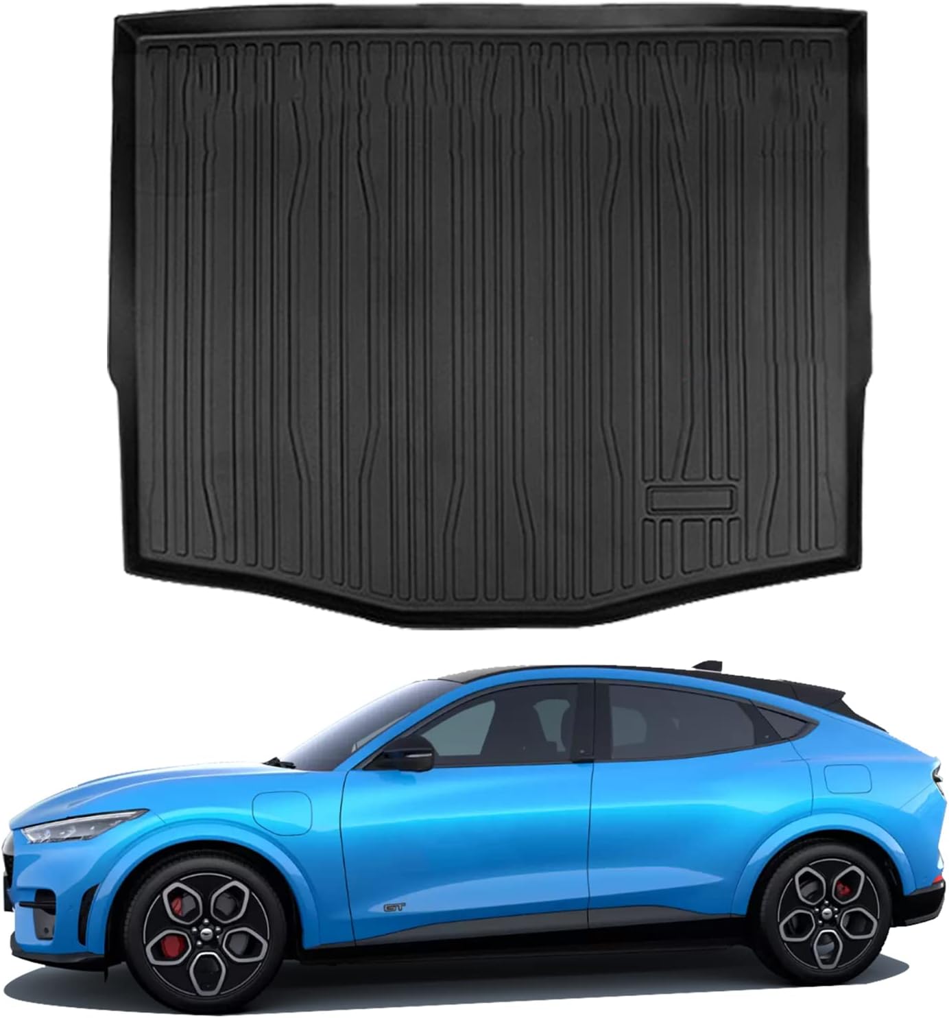 COSLAKE for Mustang Mach E Cargo Liner, Mustang Mach E Accessories 2021 2022, All-Weather Cargo Mat, TPE & Waterproof, 3D Cargo Liner Rear Trunk Mat Compatible with 2021 Mach-e Accessories, Black