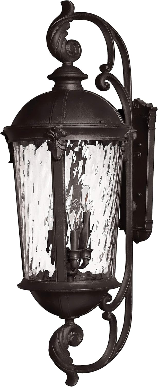 Hinkley Windsor Collection European Influence Medium Three Light Outdoor Wall Mount, Black