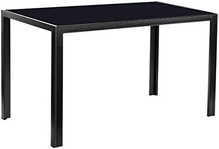 Simple Assembled Tempered Glass & Iron Dinner Table Black