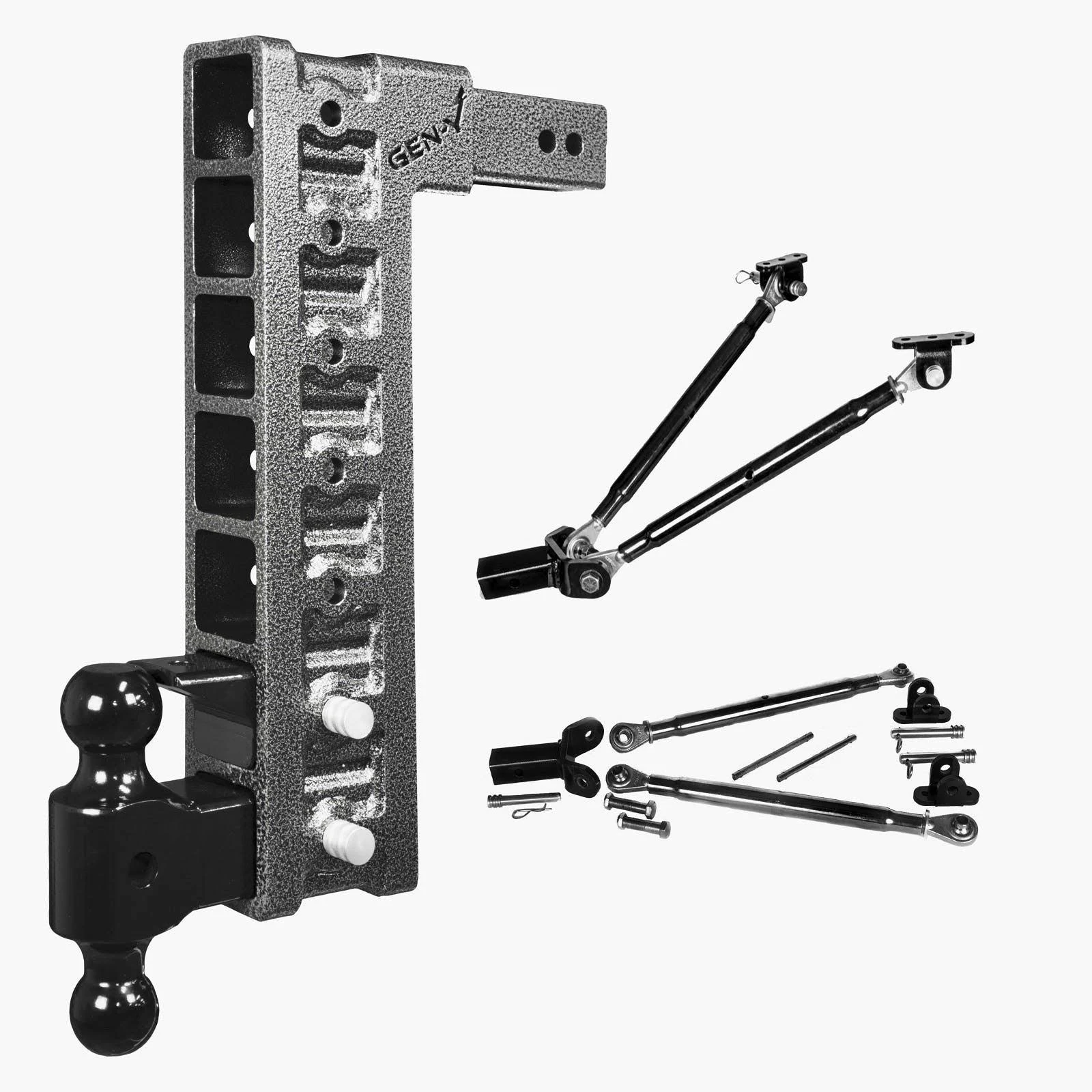 Tacoma Gen-Y Hitch Mega-Duty 2.50-Inch Receiver Hitch 21K Adjustable Ball Mount with Stabilizer Bars; 18-inch Drop GH-627
