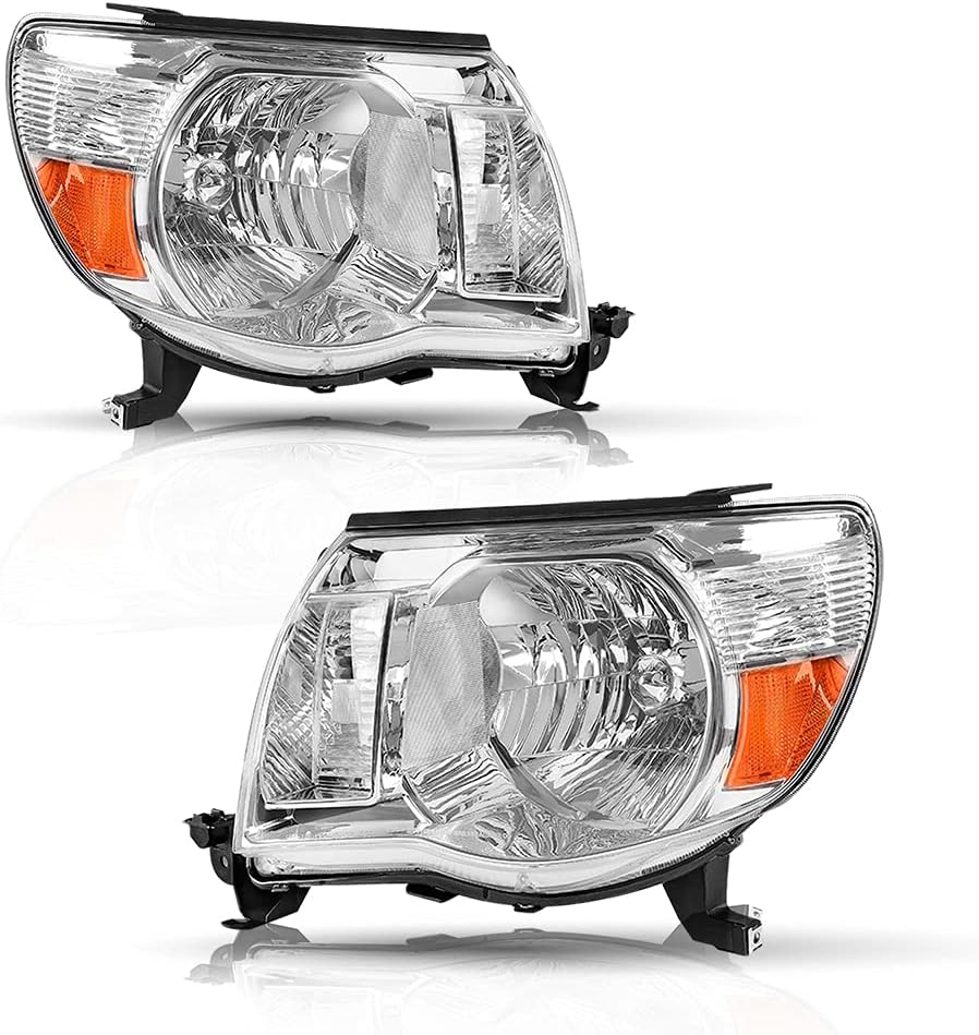 BRYGHT Headlight Assembly Fit for 2005-2011 Toyota Tacoma Passenger and Driver Side (Black)