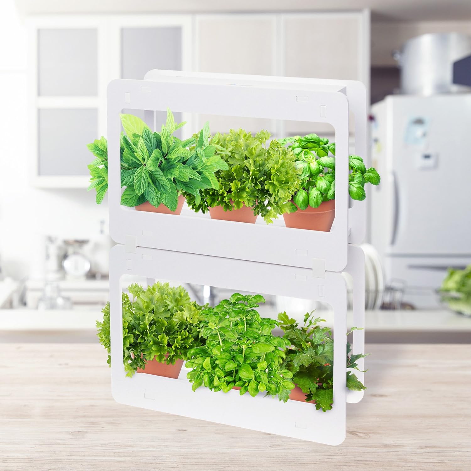 Mindful Design Stackable LED Indoor Garden Kit - Grow Herbs, Succulents & Vegetables Pack of 2