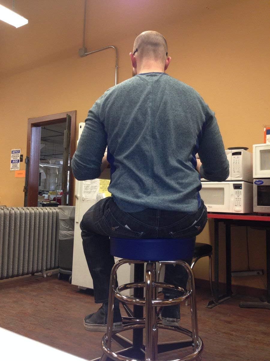 Richardson Seating Double Rung Backless Swivel Bar Stool with Chrome Frame and Seat, Green, 30