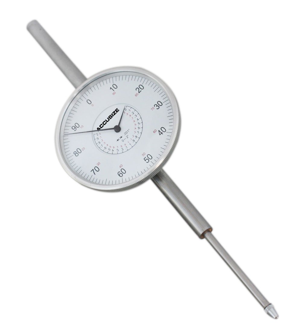 Accusize Industrial Tools Agd2 Style 0-2'' by 0.001'' Dial Indicator with A 3'' Big Face, Lug Back, P900-S090 Pack of 2