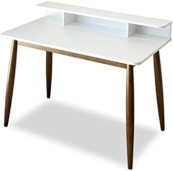 ASHCROFT Phoenix Mid-Century Modern Rectangular Solid Wood Desk in Black