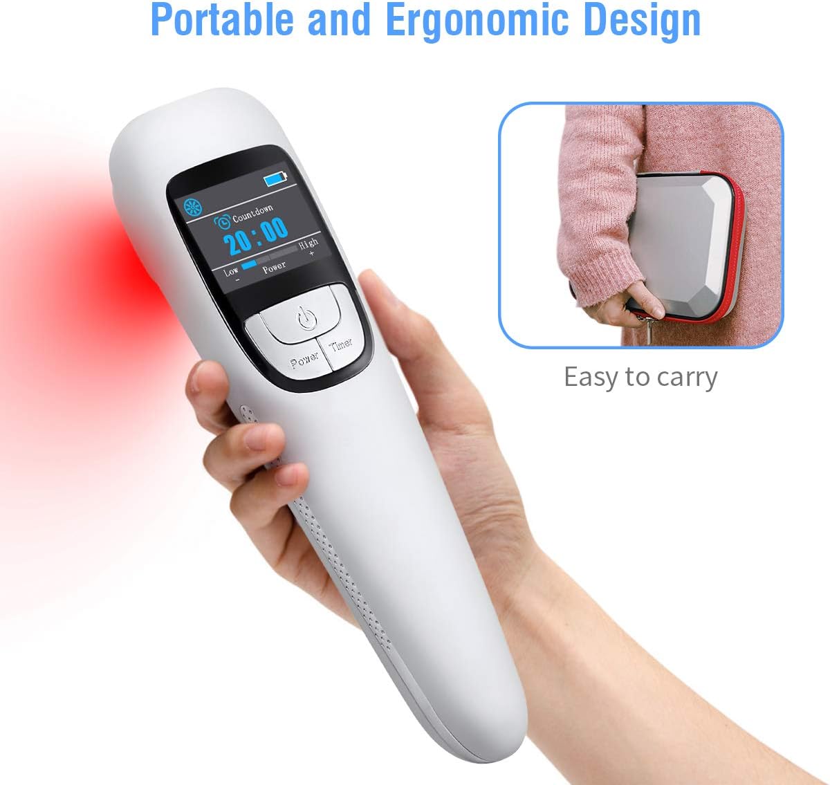 Red Light Device for Muscle Reliever, Knee, Shoulder, Back, 13pcs x 650nm + 3pcs x 808nm, 4 Power + 4 Timer