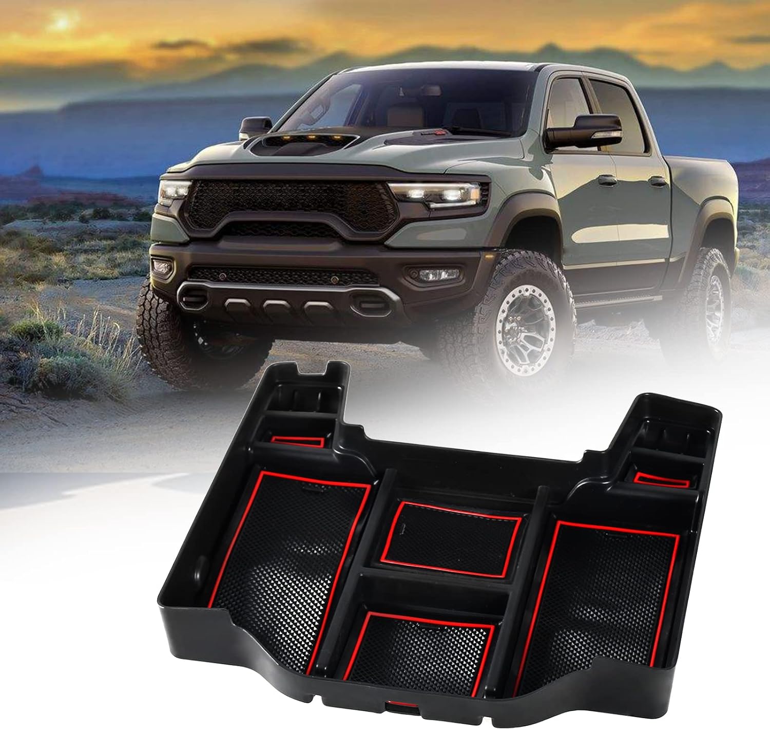 YESHMA Center Console Organizer Tray Compatible with Dodge RAM 1500 2500 3500 2019-2022 Armrest Storage Box Accessories