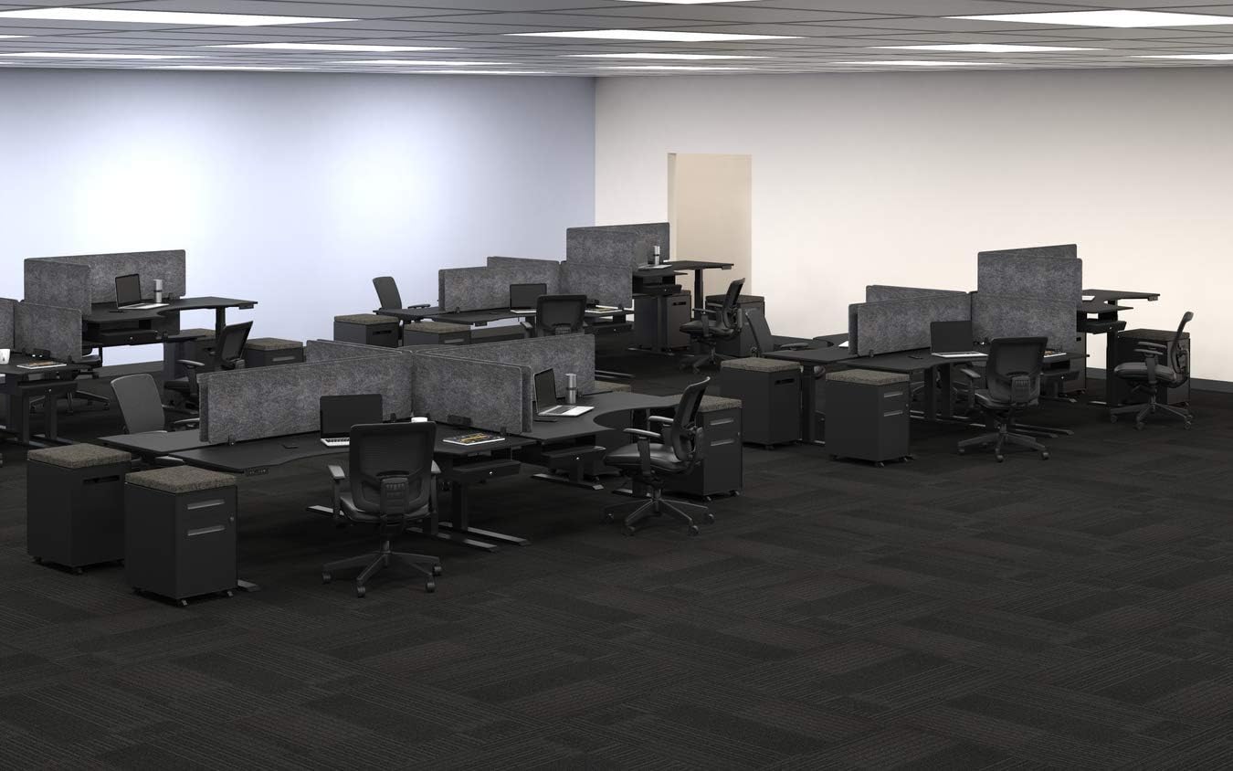 Stand Up Desk Store Electric Adjustable Height Curved Corner L-Shaped Standing Desk with Programmable Memory (Black, Left-Return, 71