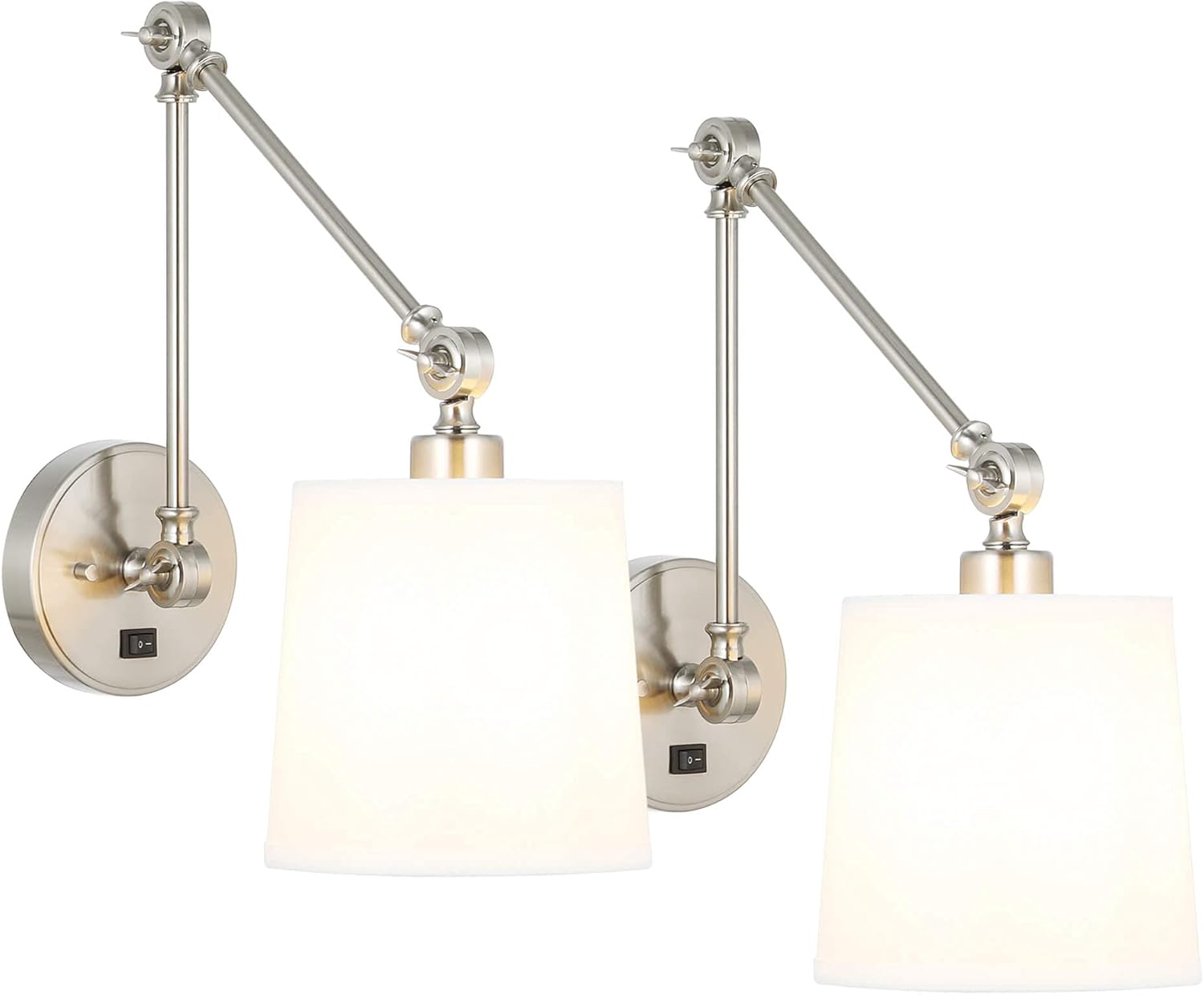 XiNBEi Lighting Wall Lamp, Modern 1 Light Black Bedroom Wall Mounted Light with Fabric Shade 2 Pack XB-W1265-MB