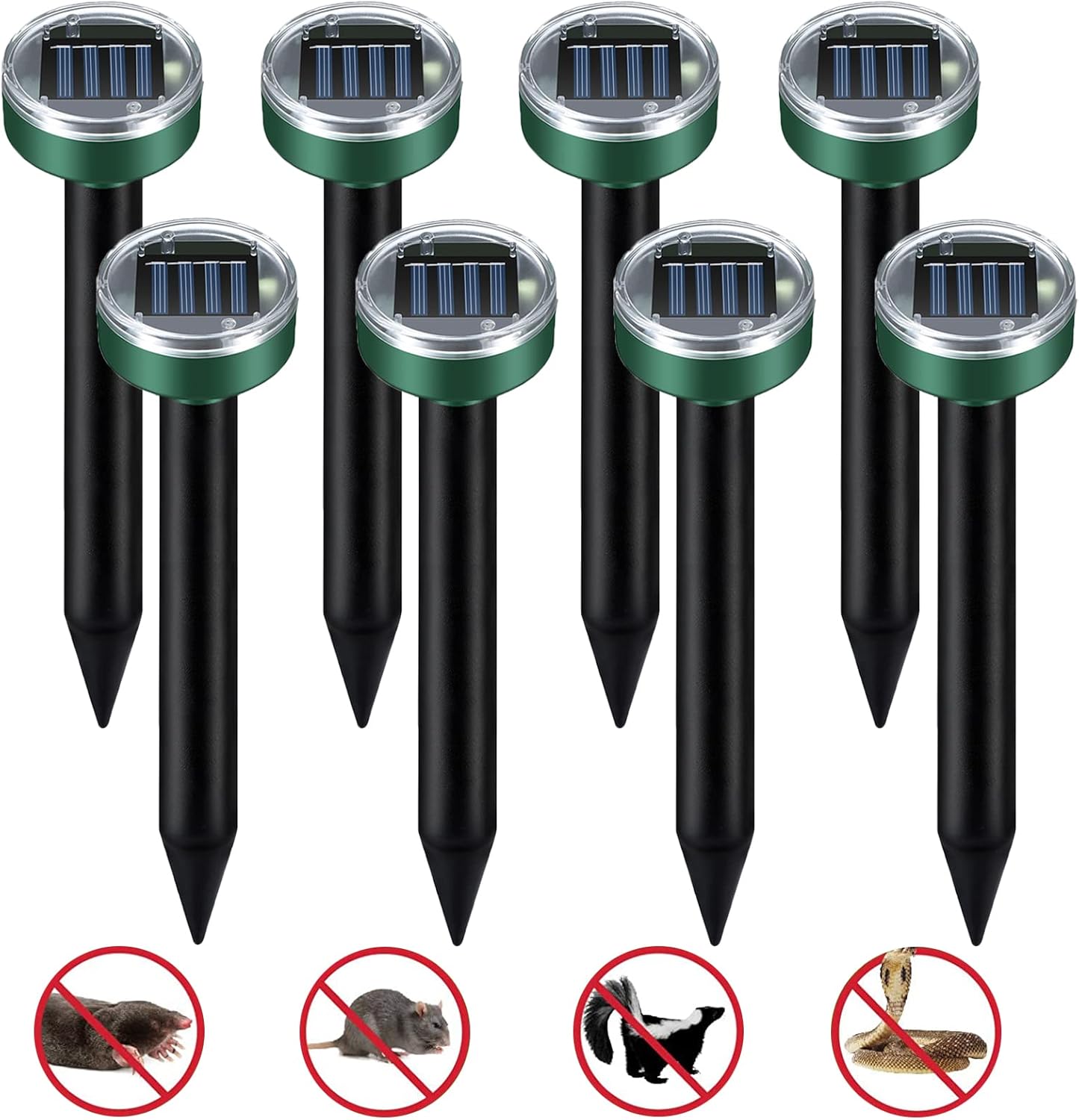 TIMIROYA Mole Repellent Solar Powered 8 Pack Gopher Repellent for Garden Lawn Yard Waterproof Get Rid of Moles Voles Gophers Snake Rats Rodents