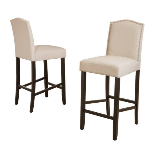 GDF Studio Auburn Fabric Backed Barstool, Ivory, Set of 2