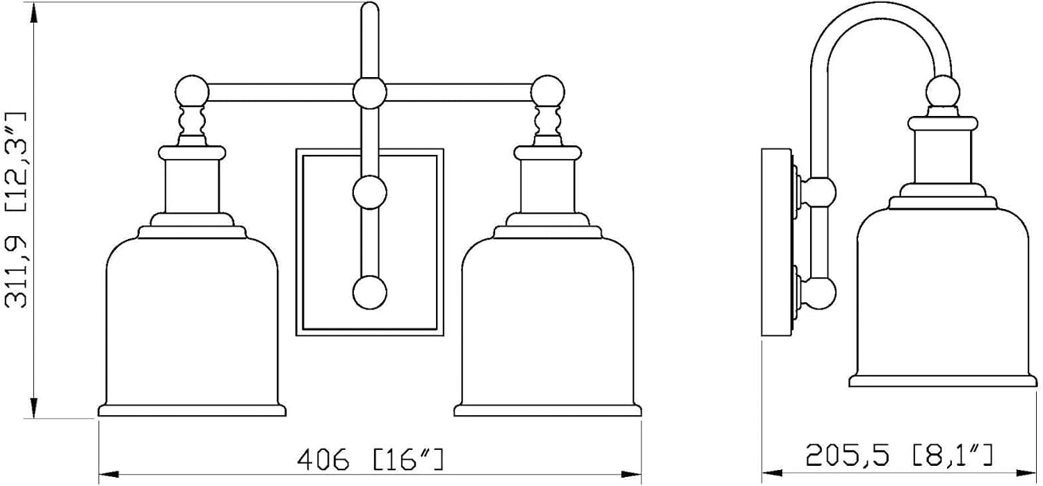 Z-Lite 2 Light Vanity 733-2V-MB, Black