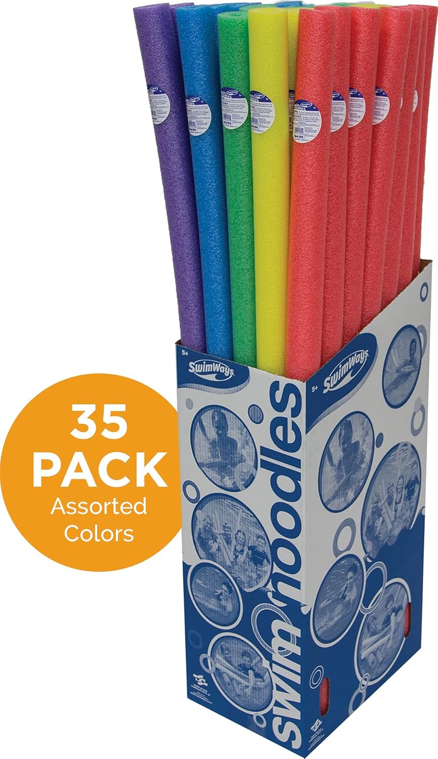 SwimWays Standard Foam Pool Swim Noodles, Multicolor (35 Pack) Pack of 2