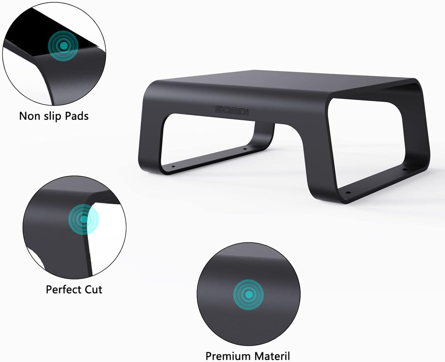 SAMDI Monitor Riser Computer Stand,Monitor Stand Riser for PC, Computer, Laptop Stand,Ergonomic Metal Desktop Stand (Black) Pack of 2