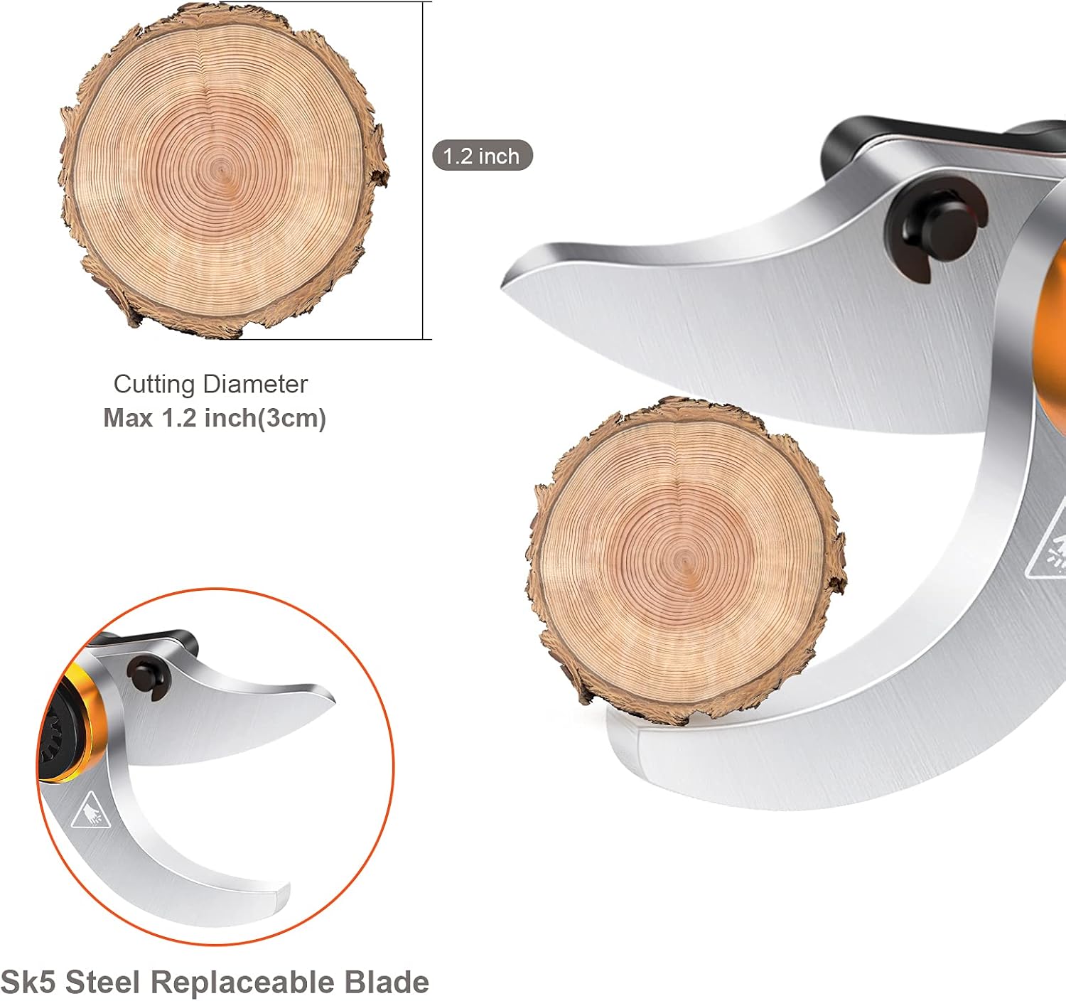 K KLEZHI Professional Sharp Cordless Electric Pruning Shears with Screen & Holder, 2 Backup Rechargeable Lithium Battery Powered Branch Trimmers, 1.2Inch/30mm Cutting Diameter 6-8 Working Hours Black