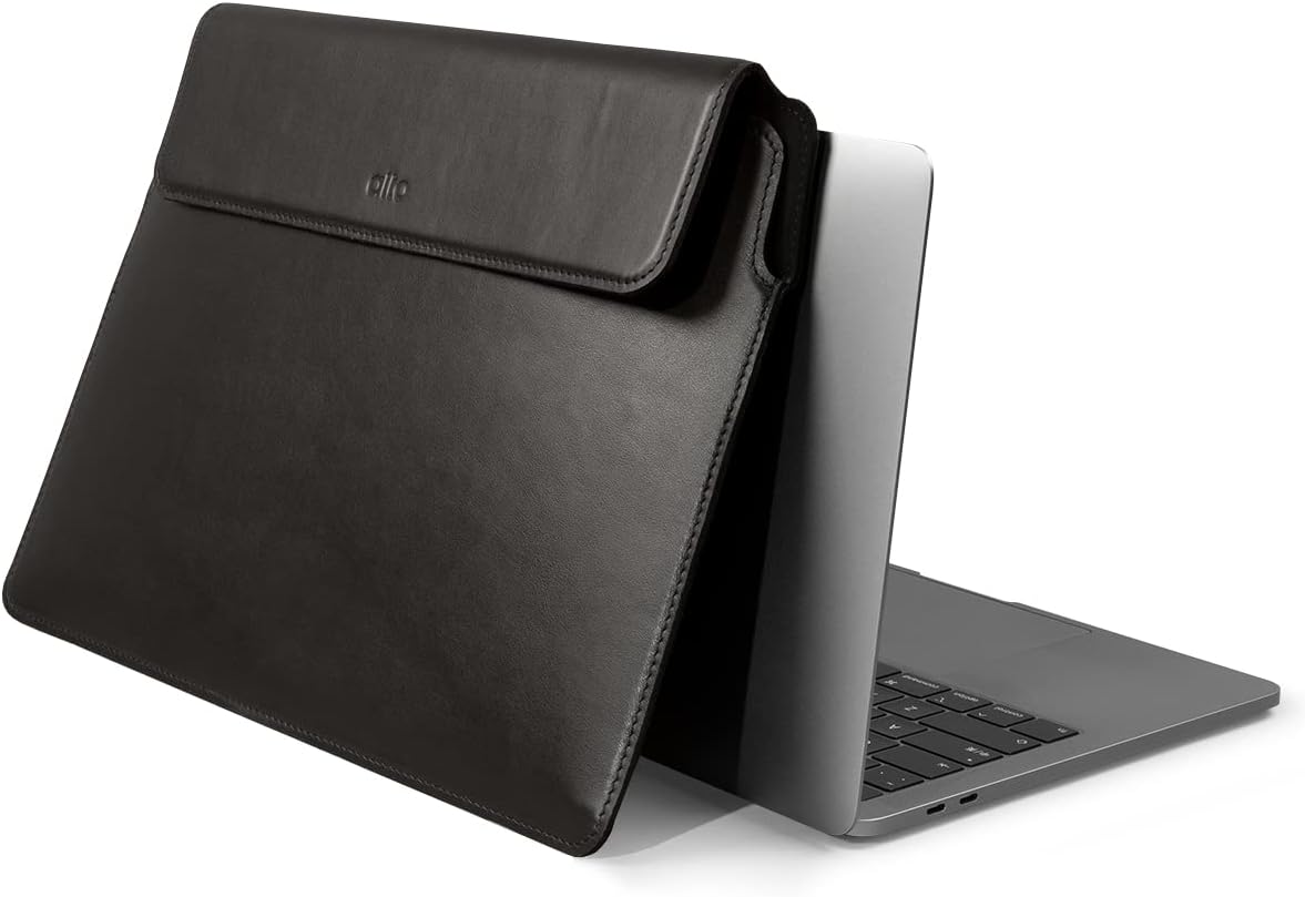 Alto Laptop Sleeve Case for MacBook Air and Pro Retina, Protective Italian Leather Case Designed for MacBook Air and Pro Retina 13inch 13.3 inch 14 inch (Raven Black)