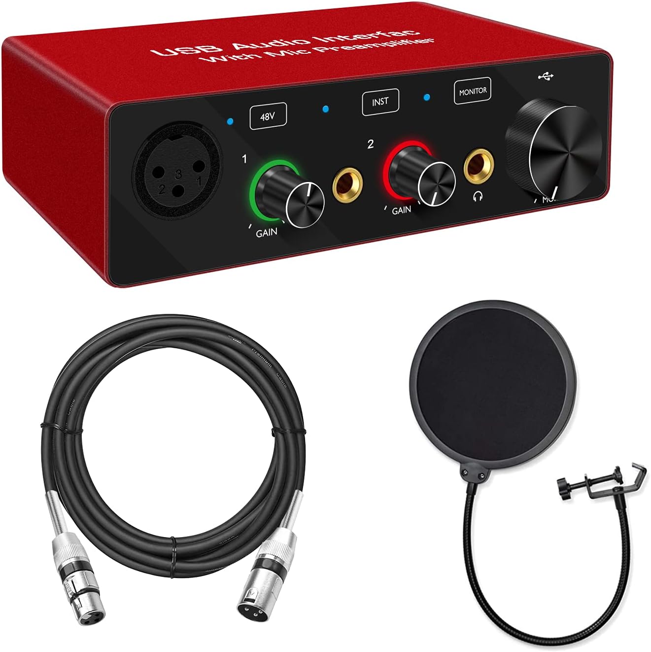 USB Audio Interface with Mic Preamplifier XRL audio interface (USB Audio Interface) Pack of 2