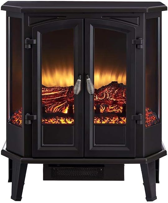 HEARTHPRO 5-Sided Infrared Stove Fireplace Heater | Electric Fireplace Stove Heater Freestanding Indoor, Realistic Flame Logs Effects and Overheating Safety (Black)