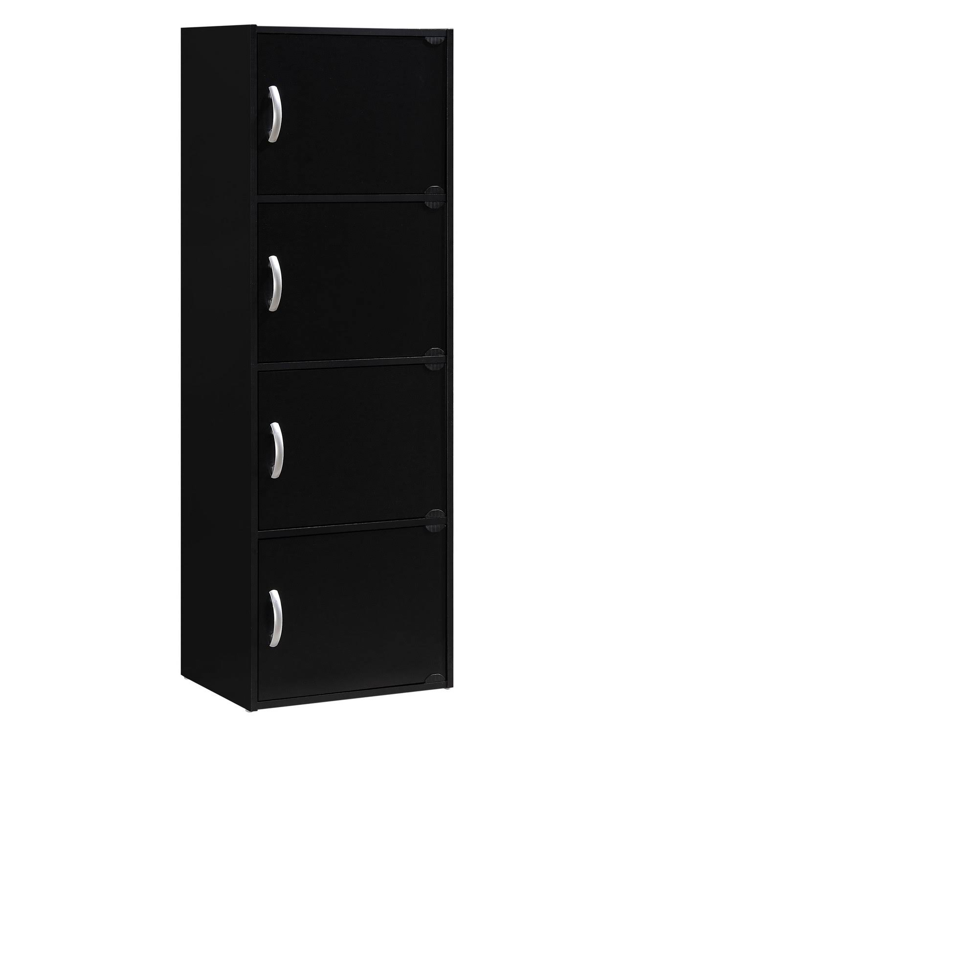 Hodedah Import 4-Door Storage Cabinet, Black