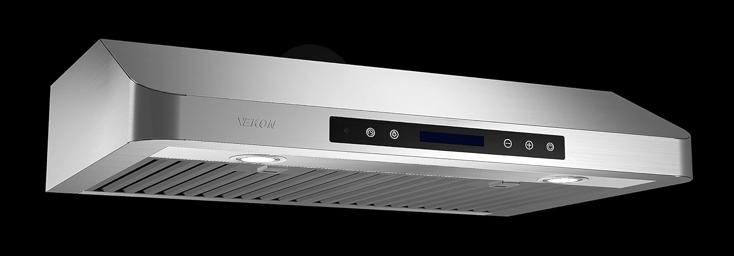 EKON 30-in Range Hood Under-Cabinet Hood Ducted Kitchen Hood Stove Vent 4 Speed Touch Screen Control With Remote 2Pcs 3W LED lights Dishwasher-safe Filters Fan Timer (NAC01-30