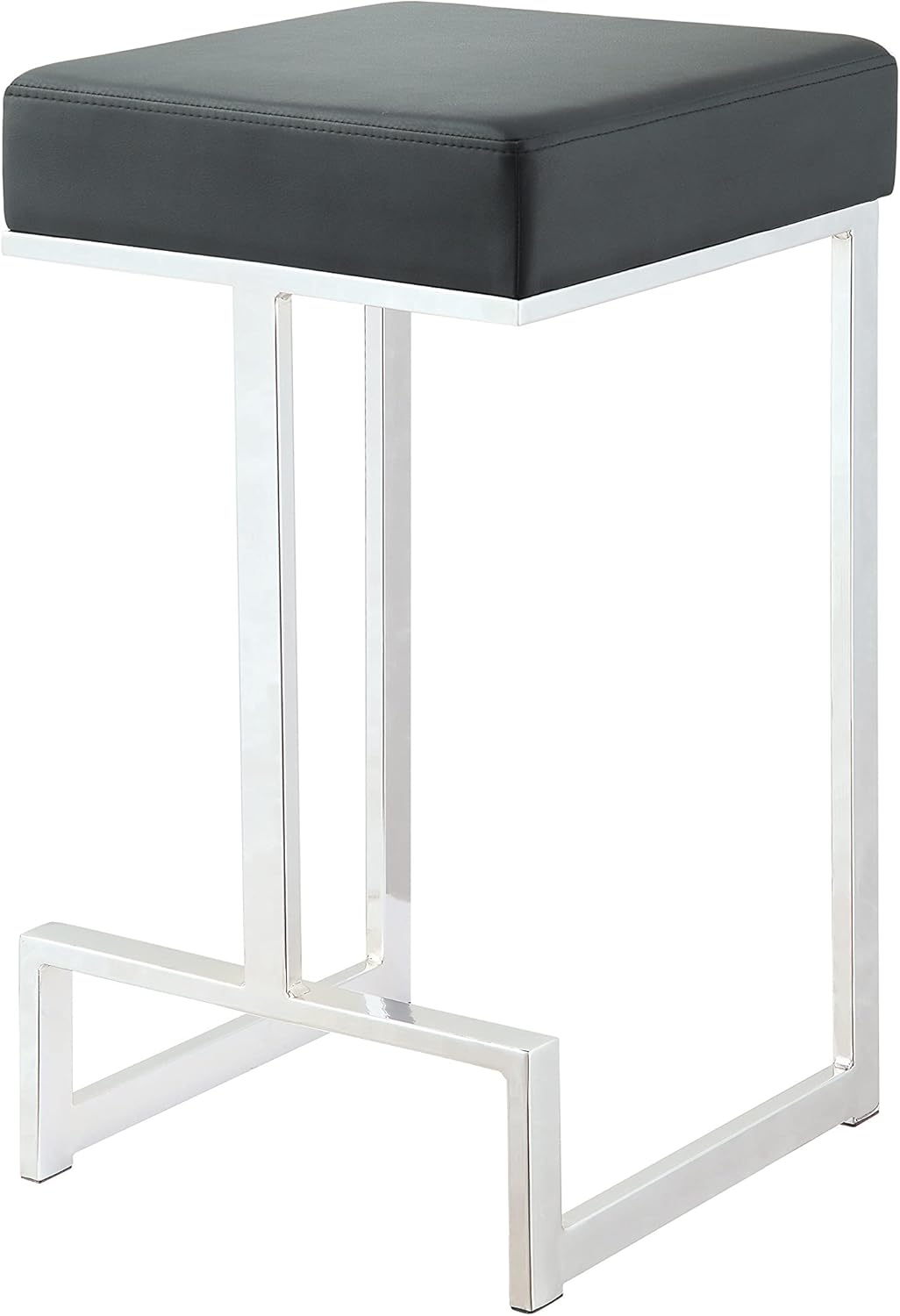 Coaster Home Furnishings Square Counter Stool Black and Chrome, 24