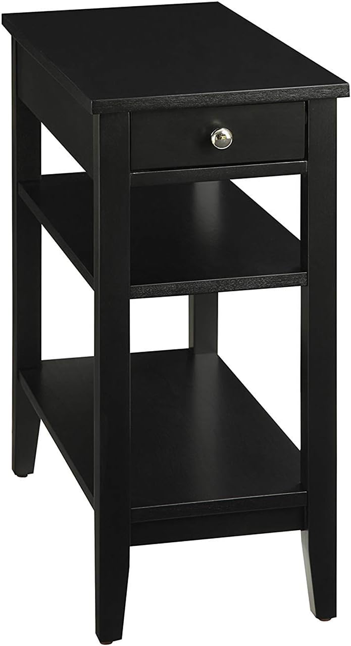 Convenience Concepts American Heritage Three Tier End Table with Drawer, Black