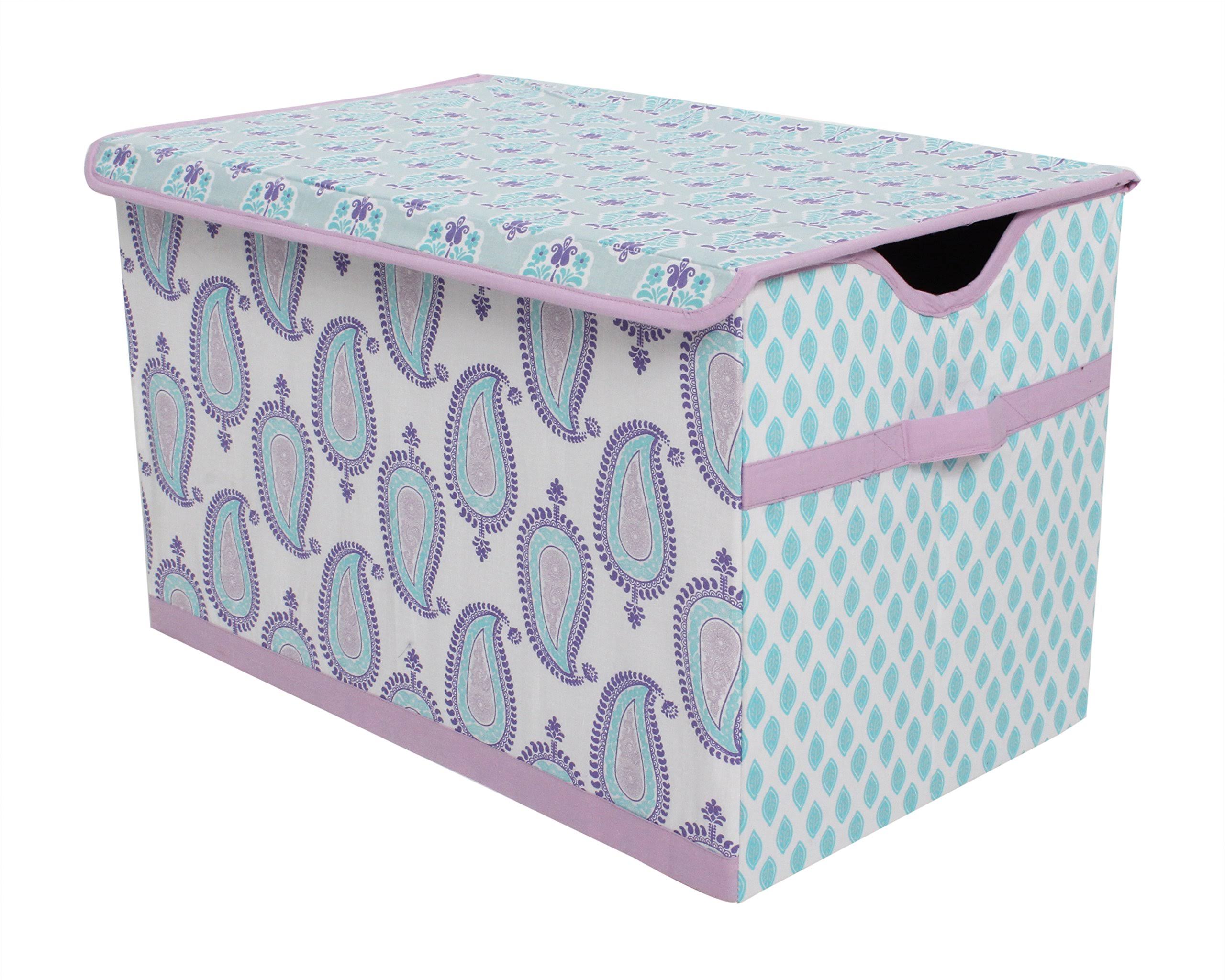 Bacati - Paisley Kids Storage (Storage Toy Chest 24.5 x 15 x 14 Inches, Lilac/Purple/Aqua)