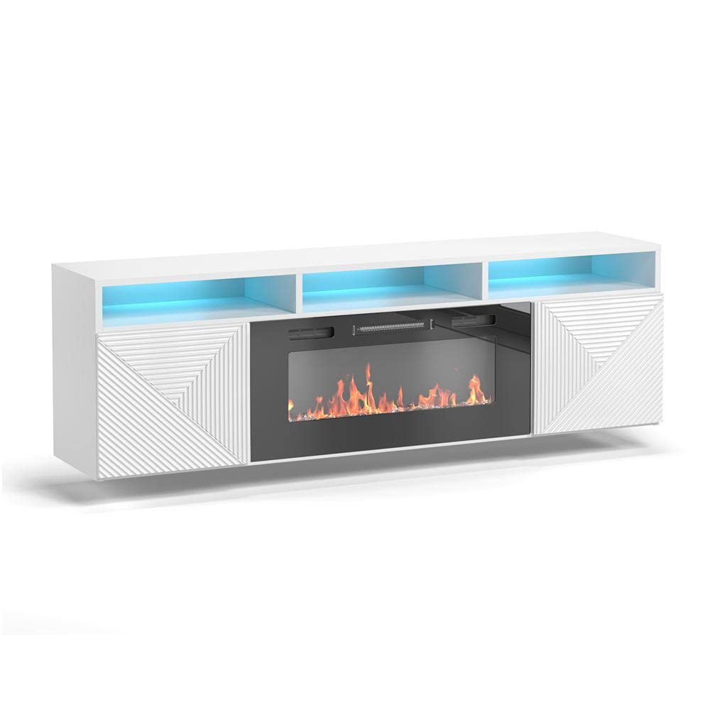 Giza EF Wall Mounted Electric Fireplace Modern 63x22 TV Stand - White