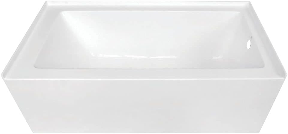 KINGSTON BRASS VTDE603122L 60-Inch Contemporary Alcove Acrylic Bathtub with Left Hand Drain and Overflow Holes, White