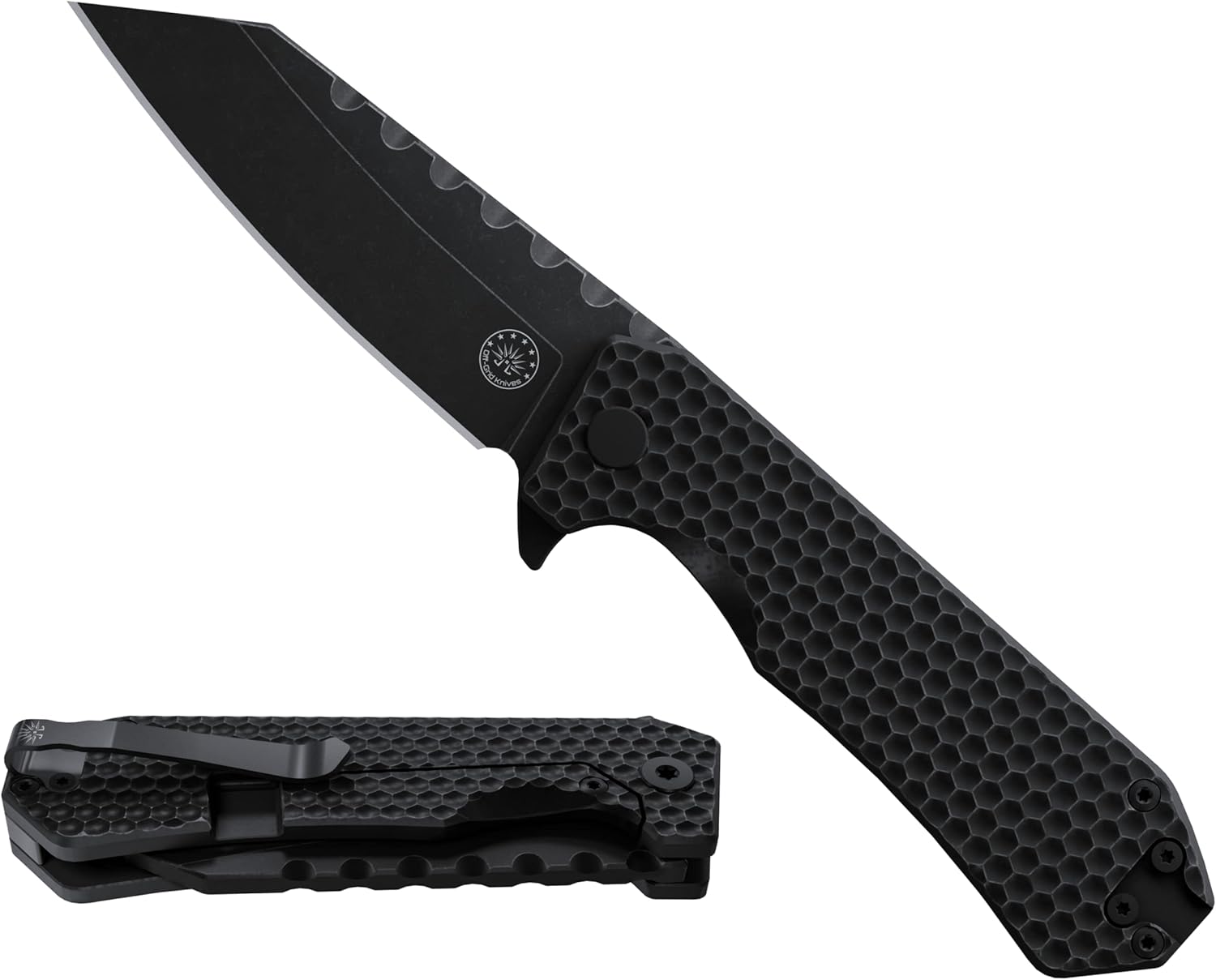 Off-Grid Knives - Black Mamba V2 - Bohler M390 Super Steel Blade, 6AL4V Titanium Scales, Ceramic Ball Bearing Flipper Knife, Brushed DLC, Open Back Design, Deep Pocket Carry