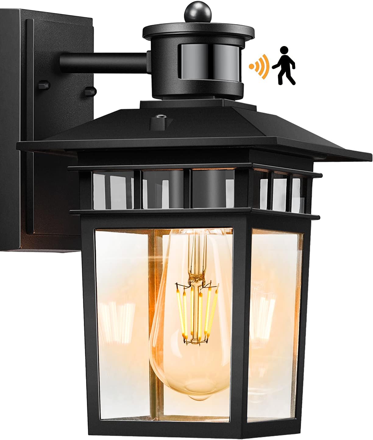 Motion Sensor Outdoor Lights - Black Dusk to Dawn Exterior Lantern Light Fixtures Wall Lights, Waterproof Porch Light Fixtures Wall Mounted for Entry Garages, Rust Resistant 100% Aluminum