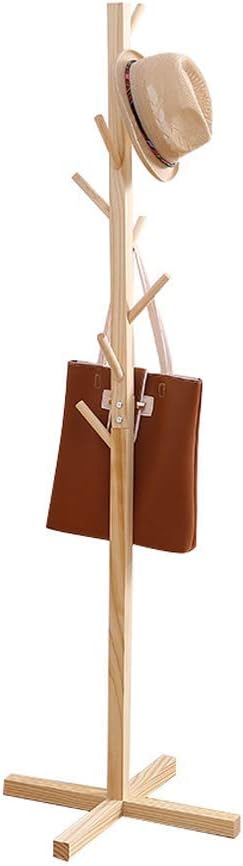 Barture Nordic Solid Wood Coat Rack Save Space Household Easy Assembly Bedroom Hanger, 4 Colors to Choose from (Color : B)