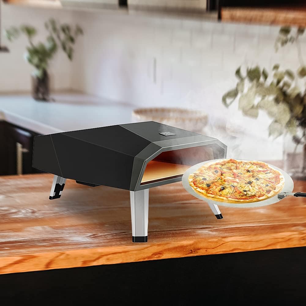 MEET GRILL Outdoor Lightweight Gas Pizza Oven, Portable Propane Pizza Maker Stainless Steel Pizza Grill, for Outdoor Cooking, Camping, Backyard, Garden