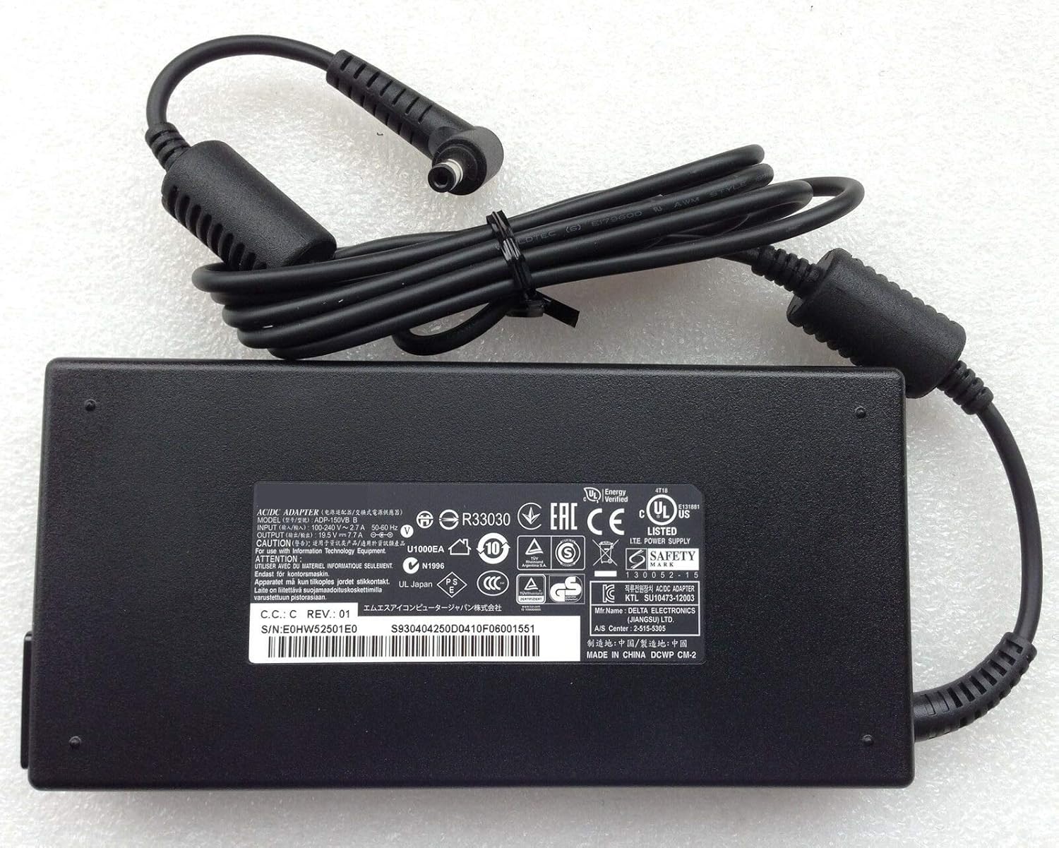 New 19.5V 7.7A 150W AC Adapter Charger for Delta MSI GF62 7RE MS-16J9 Pack of 2
