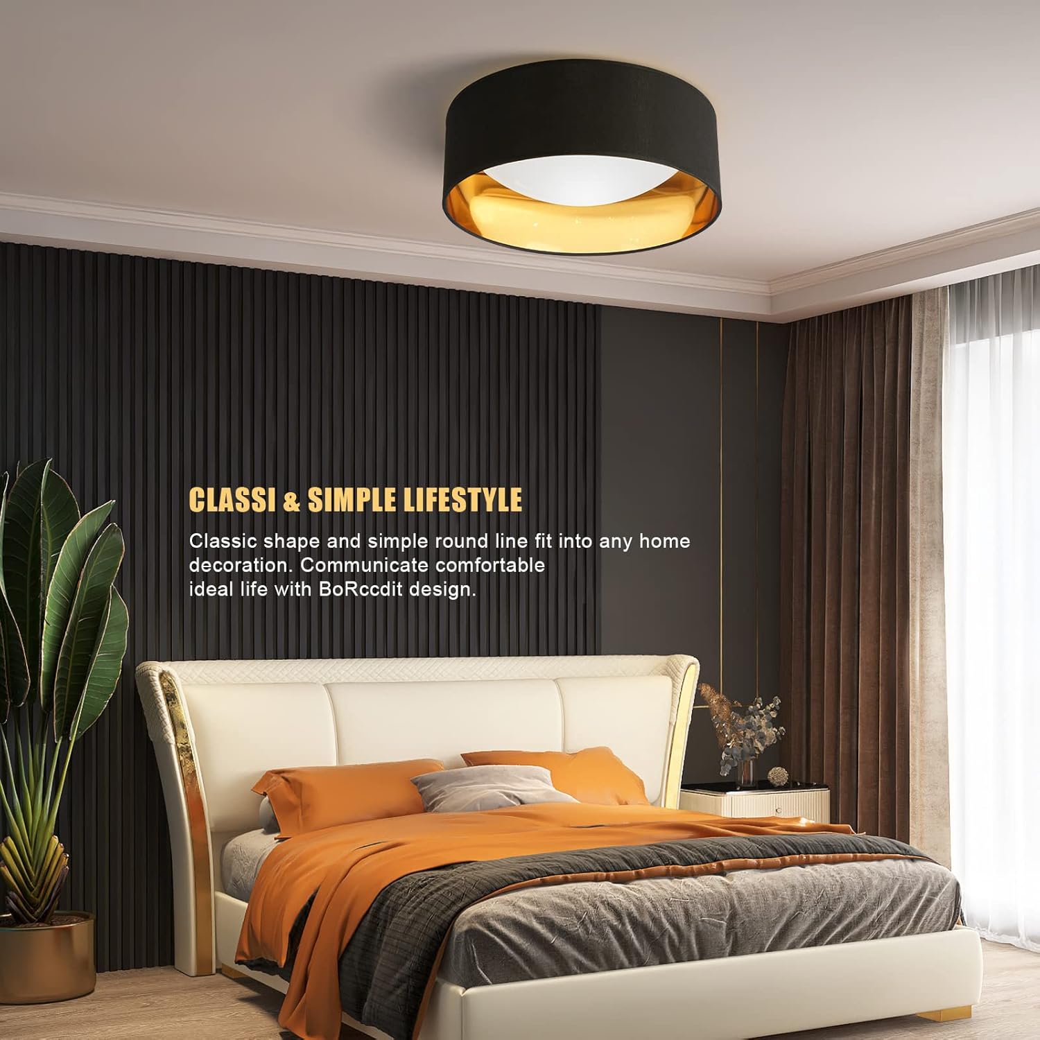 BoRccdit Modern Flush Mount Ceiling Light 18W-36W Dimmable 3000K/4000K/6000K Color Adjustable Black LED Close to Ceiling Light Fixtures with Remote for Bedroom Dining Room Hallway Entry, 12 inch