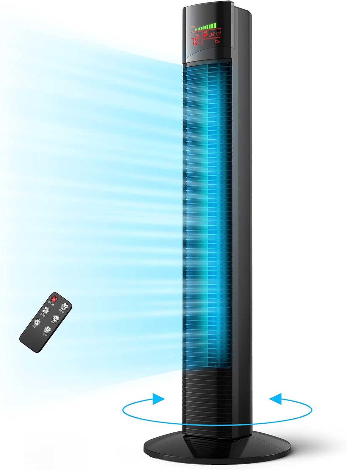 Tower Fan, 36” 65° Oscillating Fan, 3 Speeds, 3 Modes, 12H Timer, LED Display, Quiet Cooling Bladeless Fan with Remote for Bedroom Pack of 2